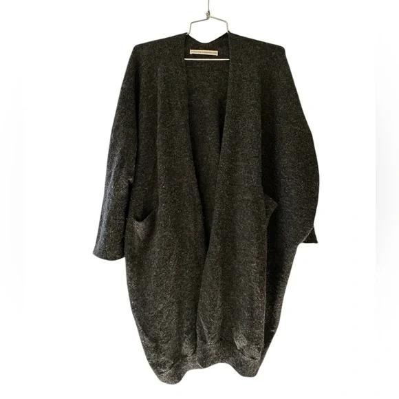 LAUREN MANOOGIAN DARK CHARCOAL WIDE CARDIGAN - Picture 6 of 10